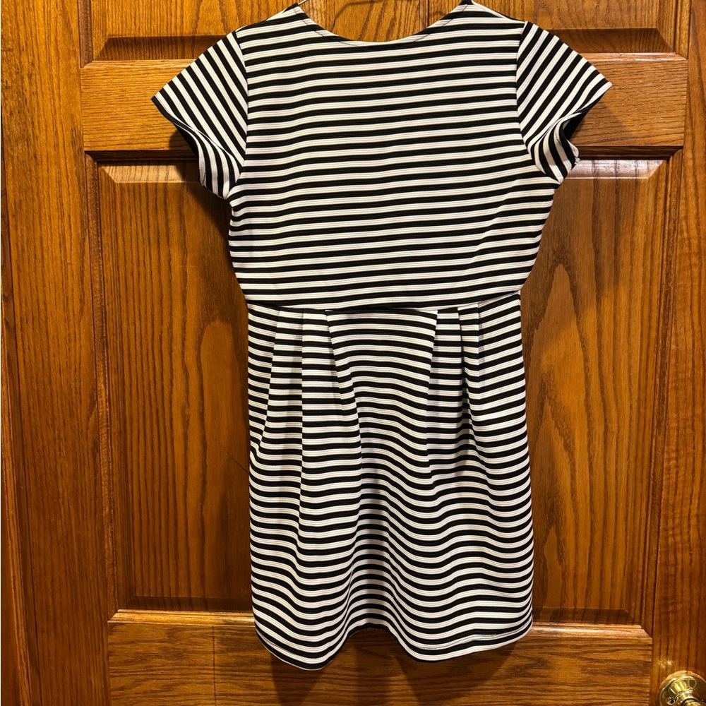 Classic Striped Kids Dress in Black and White